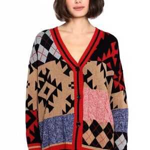 Minnie Rose Patchwork Boxy Cardigan Multi Combo
